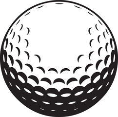 Golf ball with dotted texture on tee in solid black style vector illustration