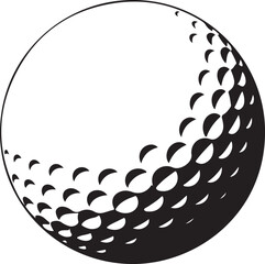 Golf ball with dotted texture on tee in solid black style vector illustration