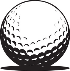 Golf ball with dotted texture on tee in solid black style vector illustration