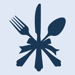 Cutlery Silhouette with Ribbon silhouette