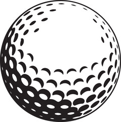 Golf ball with dotted texture on tee in solid black style vector illustration