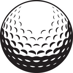 Golf ball with dotted texture on tee in solid black style vector illustration