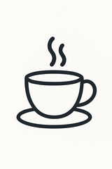Flat Design Vector Coffee Cup with Steam Icon