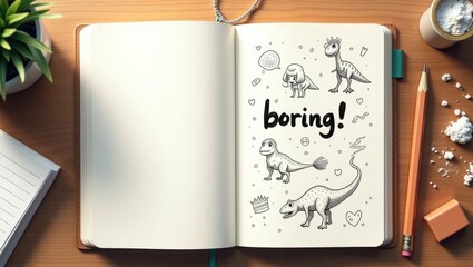 Teens Sketchbook with Anime Doodles, Broken Pencil and BORING Scribble