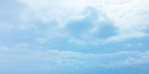 Sky blue clouds, tropical panorama, fluffy sunny light, natural, fresh weather, storm clouds effect on the background 