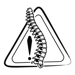 Spine injury warning icon line art .
