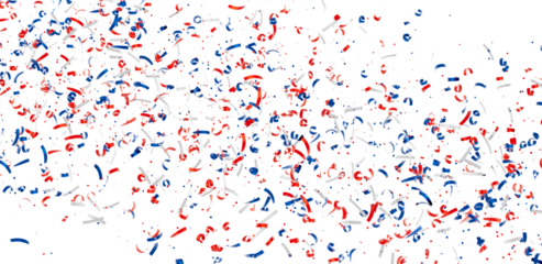 Festive background with red, white, and blue confetti. Perfect for celebrations, holidays, and patriotic themes.