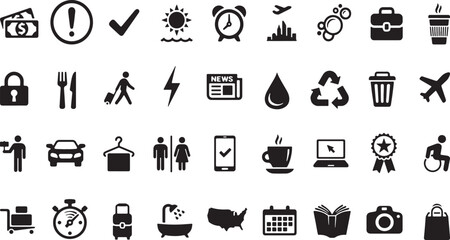 Airport Travel and General Service Icons Vector Set