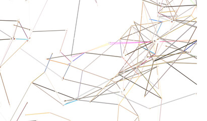 Colorful abstract background image of interconnected lines and dots, representing network connections or data flow.
