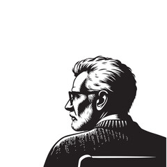 Senior Man Back View Silhouette – Vector Illustration

Elderly Male Portrait – Black and White Silhouette

Old Man Figure Back Pose – Minimal Vector Silhouette Set