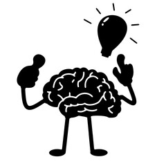 brain telling super idea creative idea creativity intelligent clever concept black silhouette.eps
