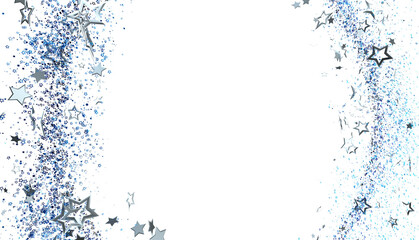 Sparkling blue glitter stars border on white. Perfect for cards, invitations, and festive designs.