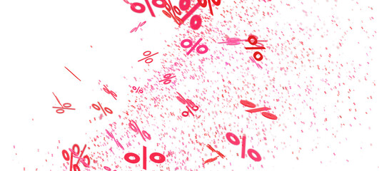 Fototapeta premium Abstract background with pink percentage symbols falling. Ideal for sale banners, discount promotions, or marketing materials.