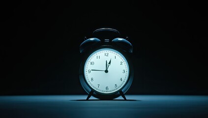 Classic alarm clock in dark setting