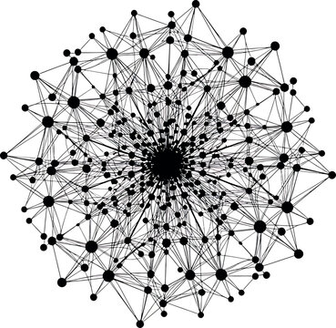 Vector art of abstract geometric network of connected points and lines, symbolizing complex data and connections, isolated on white background transparent background