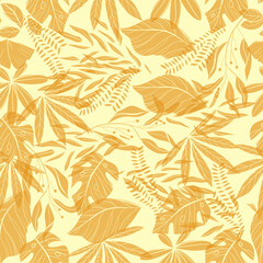 Naklejka premium Tropical Leaf Arrangement in Warm Tones