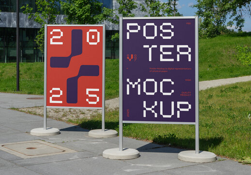 Two Poster Stands Mockup