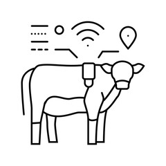 livestock tracker agri tech line icon vector illustration