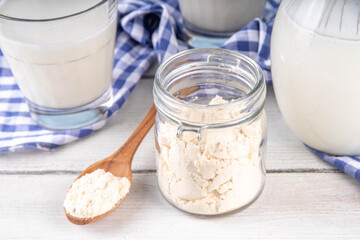 Buttermilk dairy powder, dry substitute for skimmed Cultured buttermilk, with low-calorie, calcium, vitamin and protein rich beverage, copy space