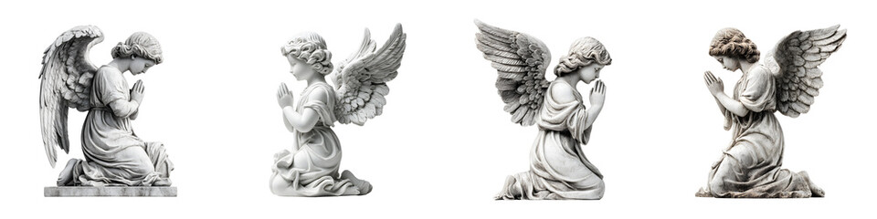 Obraz premium Praying Angel Statue Collection: Serene Sculptures on White