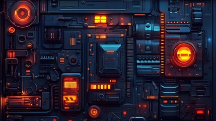 Fototapeta premium Futuristic Technological Circuit Design with Glowing Neon Lights