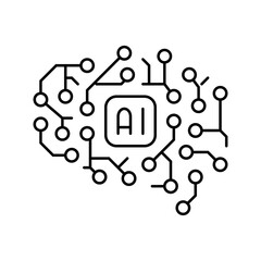 ai brain big data line icon vector illustration
