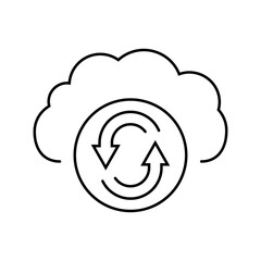 data synchronization cloud computing line icon vector illustration