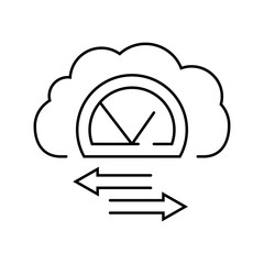 bandwidth cloud computing line icon vector illustration