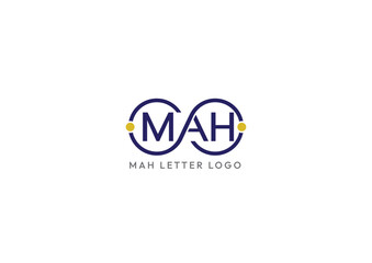 Mah letter logo design isolated on white background with circle shape concept logo
