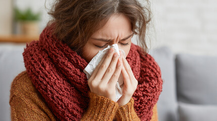 young woman with flu