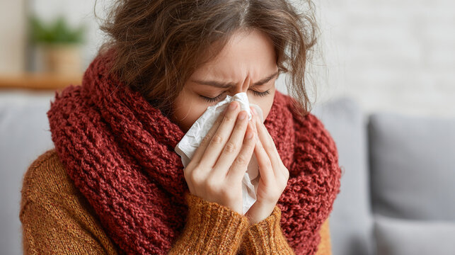 young woman with flu - Powered by Adobe
