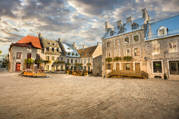 Quebec City Canada cobblestone roads in Place Royale Old Town