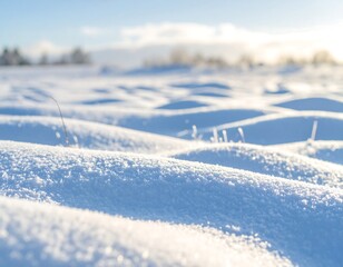 Snowy landscape under bright sun