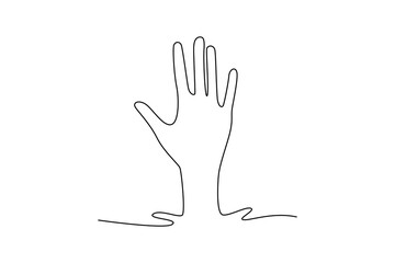 Hand gesture concept. Single line draw design. Vector graphic illustration