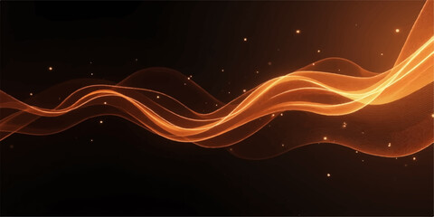 Abstract vector illustration of glowing orange and yellow lines creating a dynamic wave on a dark background
