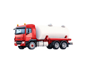 Cartoon-style red fuel tanker truck illustration