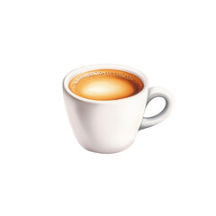 Fototapeta premium Elegant white coffee cup with frothy espresso