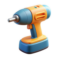 Orange and blue cordless drill isolated on transparent background