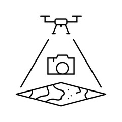 aerial photography unmanned vehicle line icon vector illustration