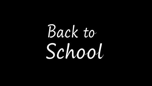 A simple, elegant design featuring the phrase "Back to School" in a stylized, handwritten font against a bold black background.