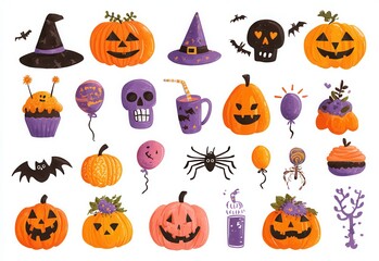 Fototapeta premium witch elements clipart set