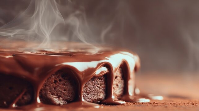 Steaming hot chocolate cake dessert