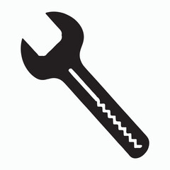 Black silhouette of an open end wrench with a serrated handle
