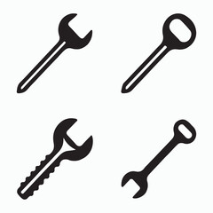 Four hand drawn wrenches and bottle openers on white background