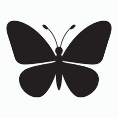 Simple black silhouette of a butterfly on a white background