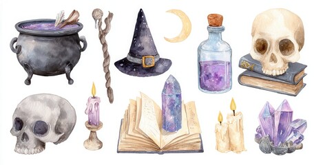 Obraz premium witch elements clipart set