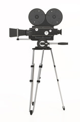 Obraz premium Retro film camera isolated on white background. 3D illustration