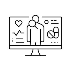 health data analytics healthcare innovation line icon vector illustration