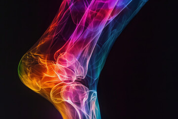 Obraz premium Close-up of abstract glass art with swirling smoky patterns and iridescent colors against a dark background.