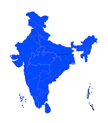 Clean vector outline map of India with clear state borders, perfect for educational, business, and geographic use in design, print, and web projects.